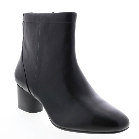 Clarks Un Cosmo Up Womens Black Leather Ankle Boots Zipper Block Heel Booties 9 - Picture 2 of 12